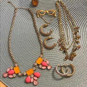 Pink and Goldtone Statement Jewelry Set- 6 pieces